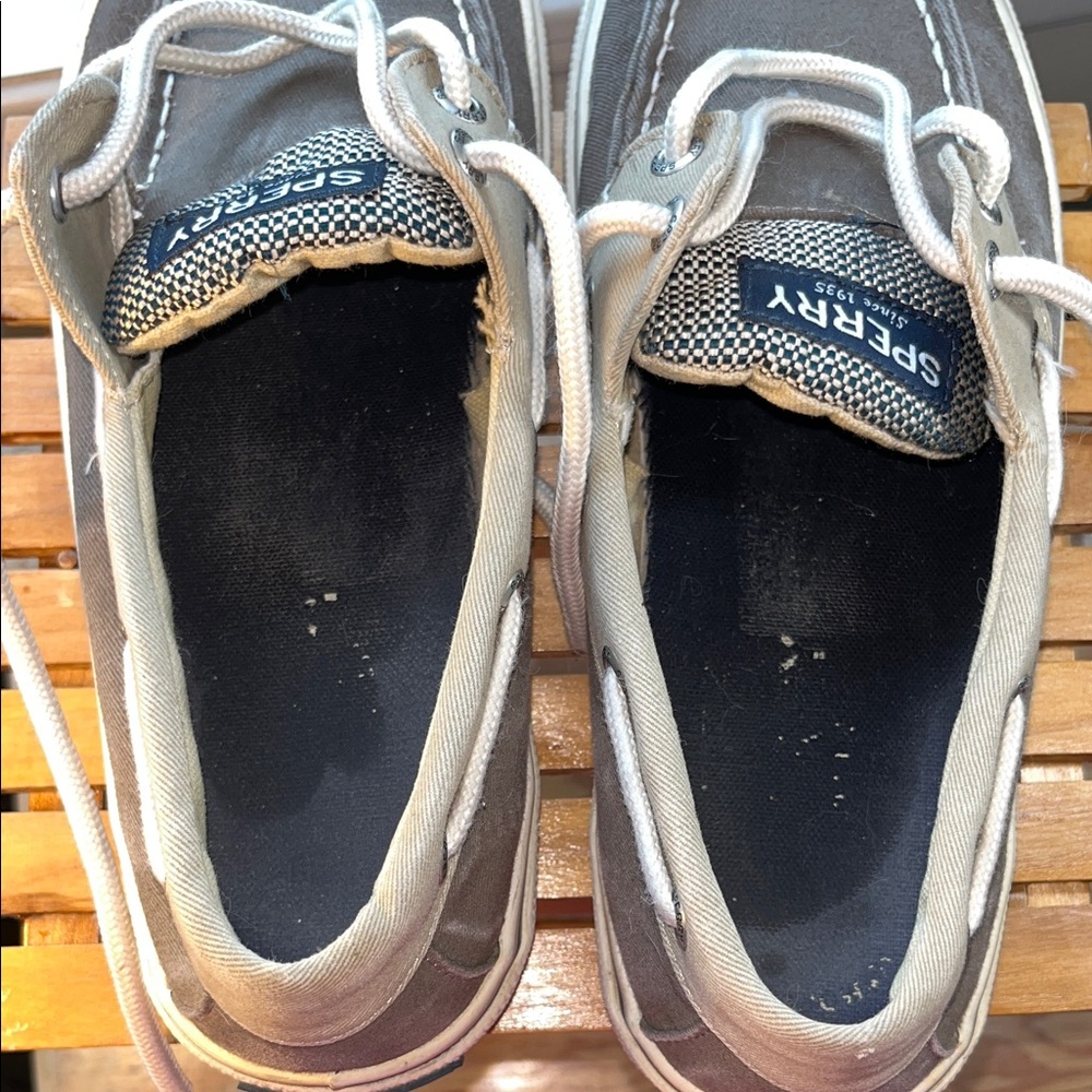 Sperry Men's Taupe Canvas Boat Shoes - Picture 6 of 9